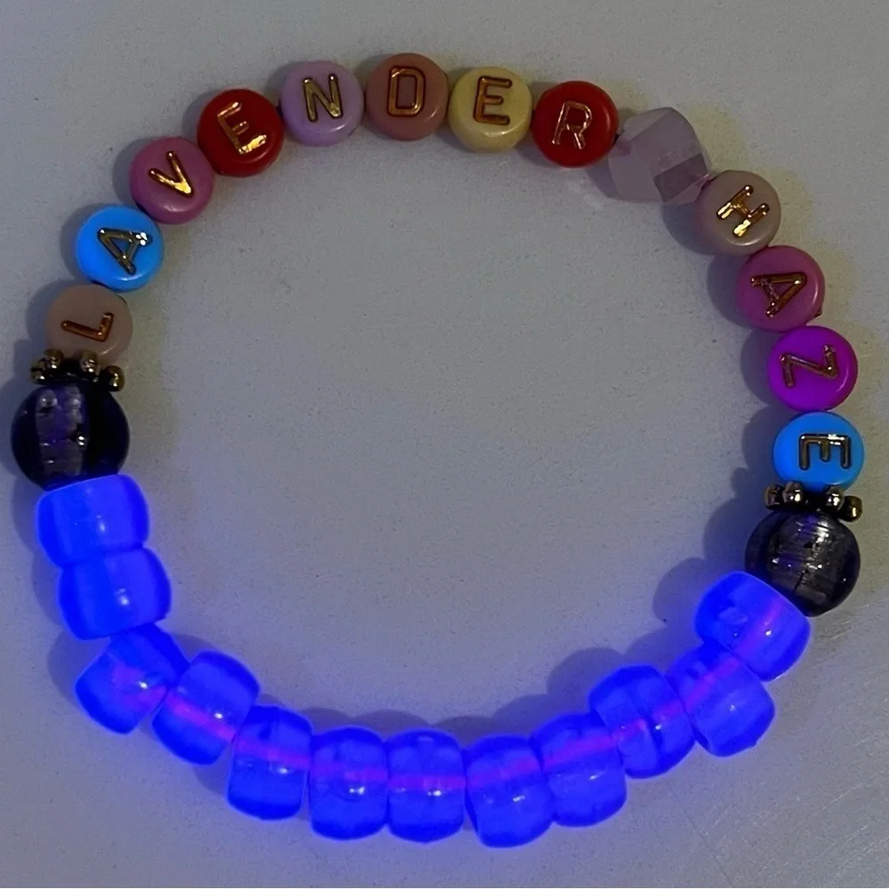 Kandi Swiftie friendship bracelet glow in the dark, stretch festival rave OOAK